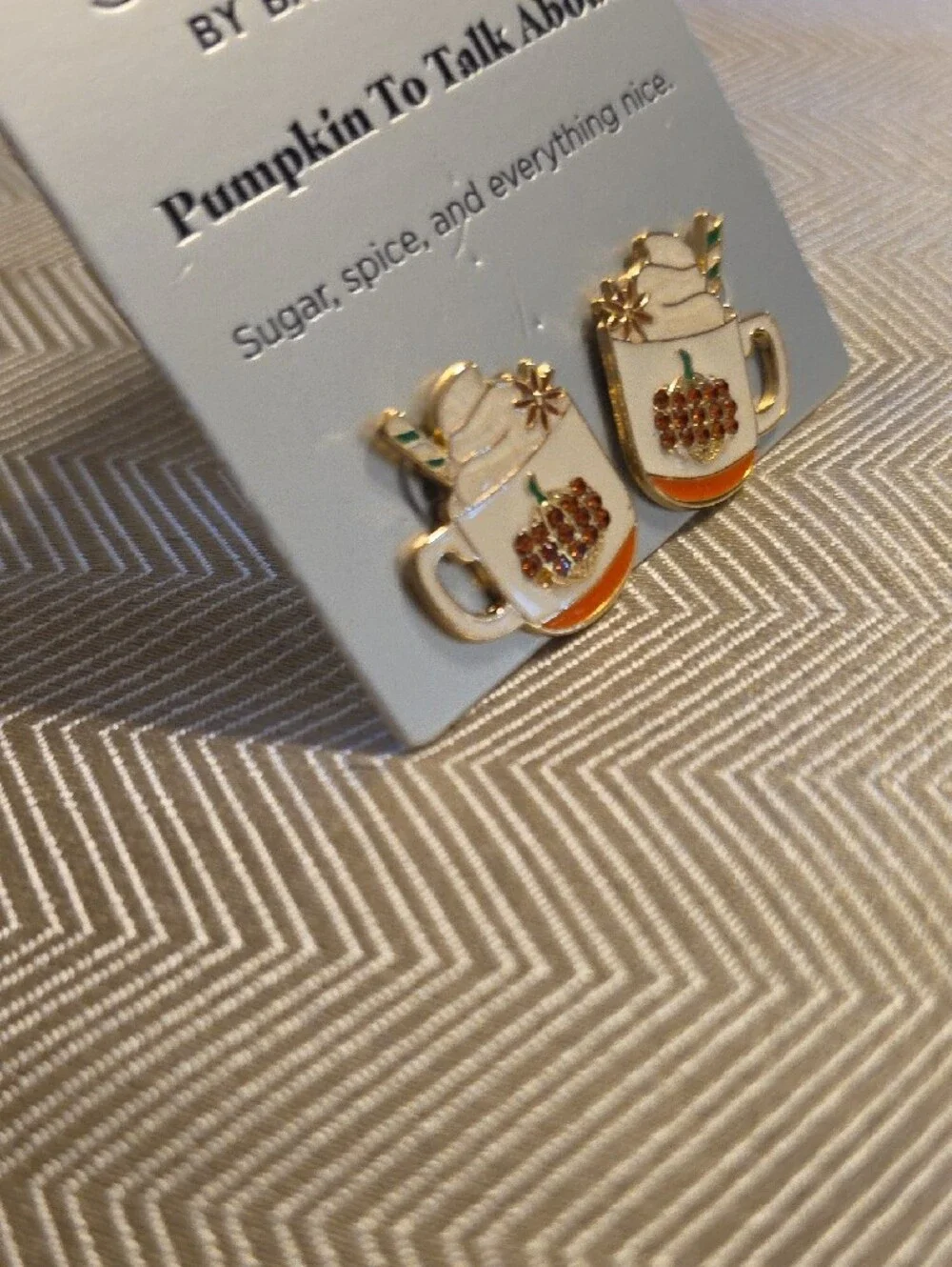 BaubleBar Pumpkin To Talk About Mug Stud Earrings - Cream & Orange